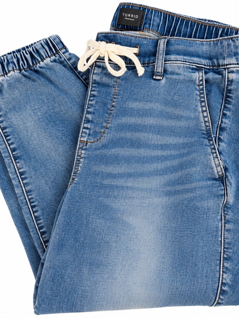 Torrid Size 16 Denim Jogger Jeans Drawstring Waist Elastic Cuff